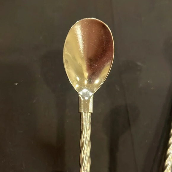 NEW Set of 8 Silver Tone Long Narrow Iced Tea Spoons Twisted Braided Curved 9" - Picture 5 of 6